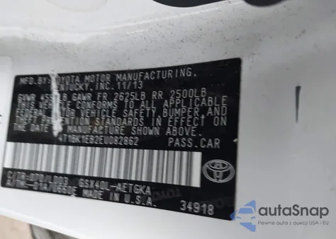 2014 Toyota Avalon Xle из США, поврежденный, VIN 4T1BK1EB2EU082862